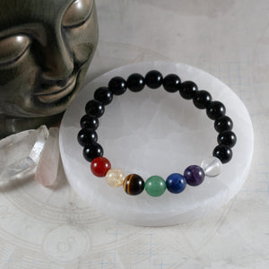 Semi-Precious 7 Chakra Bracelet (Black Onyx)