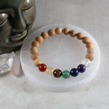 Load image into Gallery viewer, Semi-Precious 7 Chakra Bracelet (Wood)