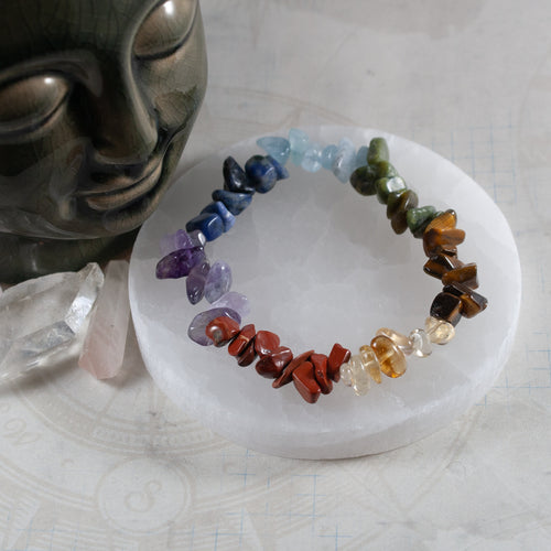 Semi-Precious 7 Chakra Chip Bracelet