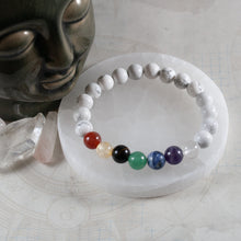 Load image into Gallery viewer, Semi-Precious 7 Chakra Bracelet (Howlite)