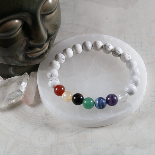 Semi-Precious 7 Chakra Bracelet (Howlite)