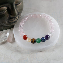 Load image into Gallery viewer, Semi-Precious 7 Chakra Bracelet (Rose Quartz)