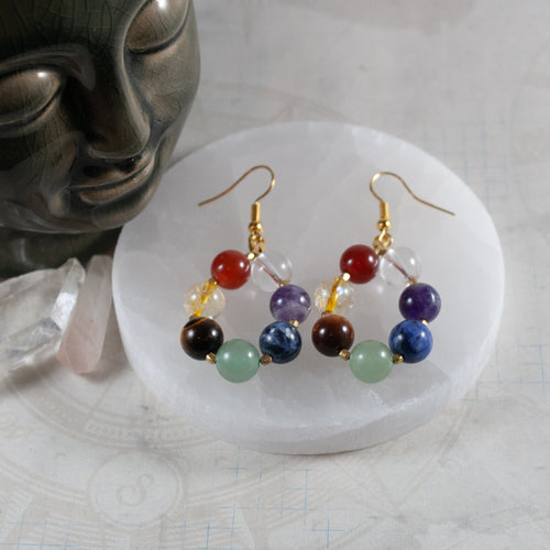 Semi-Precious 7 Chakra Droplet Earrings