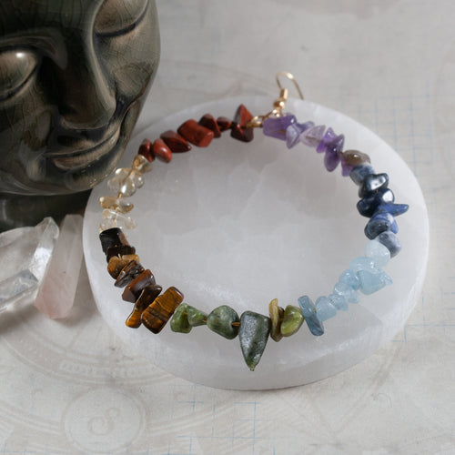 Semi-Precious 7 Chakra Chip Hoop Earrings