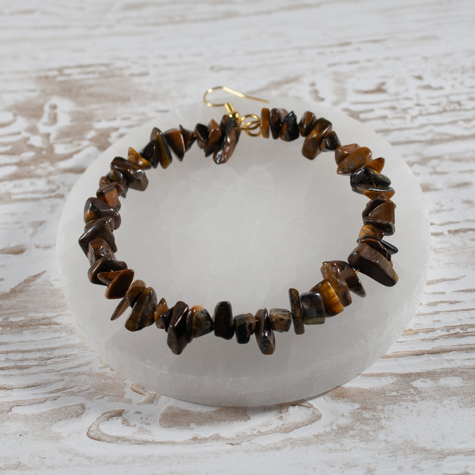 Tiger's Eye Chip Hoop Earrings