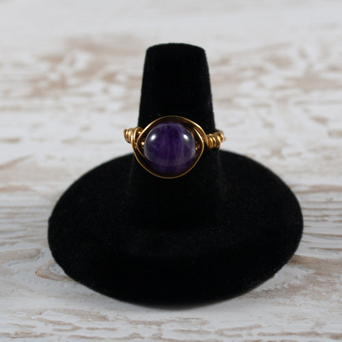 10mm Amethyst Wire Wrapped Ring