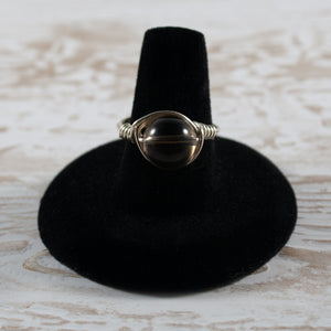 10mm Smokey Quartz Wire Wrapped Ring