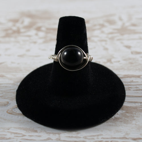 10mm Black Onyx Wire Wrapped Ring