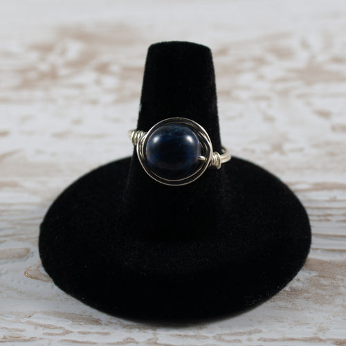 10mm Sodalite Wire Wrapped Ring