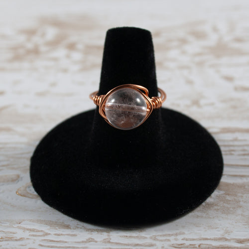 10mm Clear Quartz Wire Wrapped Ring