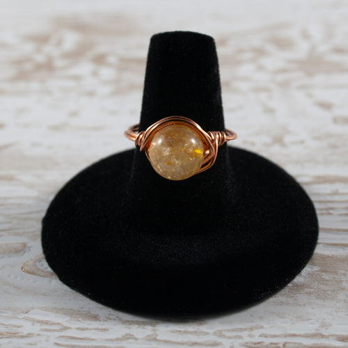 10mm Citrine Wire Wrapped Ring