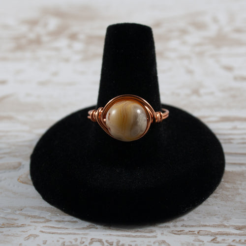 10mm Crazy Lace Agate Wire Wrapped Ring