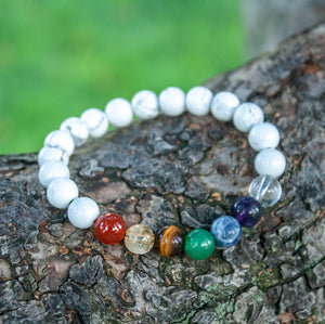 Semi-Precious 7 Chakra Bracelet (Howlite)