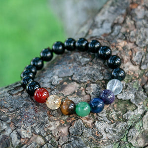 Semi-Precious 7 Chakra Bracelet (Black Onyx)