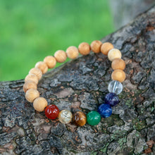 Load image into Gallery viewer, Semi-Precious 7 Chakra Bracelet (Wood)